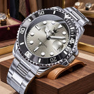 Stainless steel quartz date dress watch for men - silver gray