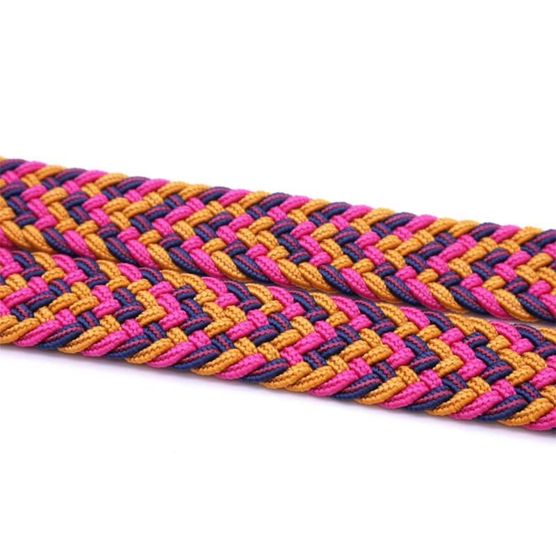 Hole-free elastic belt with metal buckle and woven design