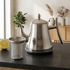 Teapot with Stainless Steel Body and Removable Infuser - silver