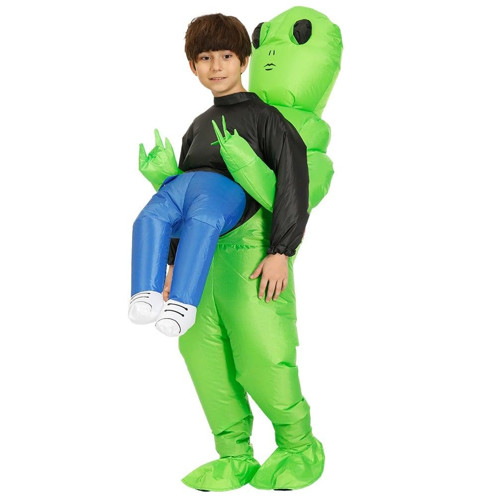 Inflatable costume with water repellent fabric and flexible sizing