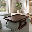 Folding Wooden Sofa Arm Tray Table - walnut charm