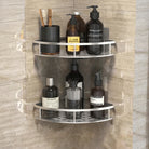 Shower Shelf For Bathroom Corner With Adhesive Fitting - silver