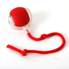 Dog toy with rolling ball and moving tail - red