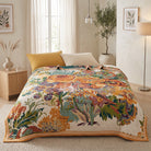 Summer Throw Blanket With Floral Jacquard Pattern