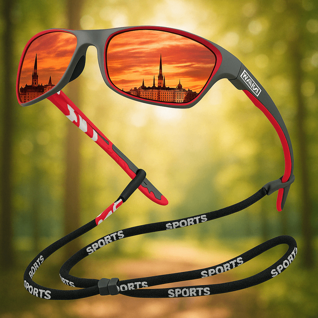 Men's polarised sports sunglasses with durable frame