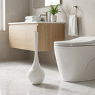 Toilet brush holder with long handle for bathroom - ivory pearl