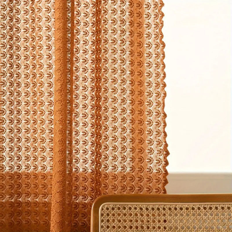 Sheer Window Curtain Panel With Rustic Style