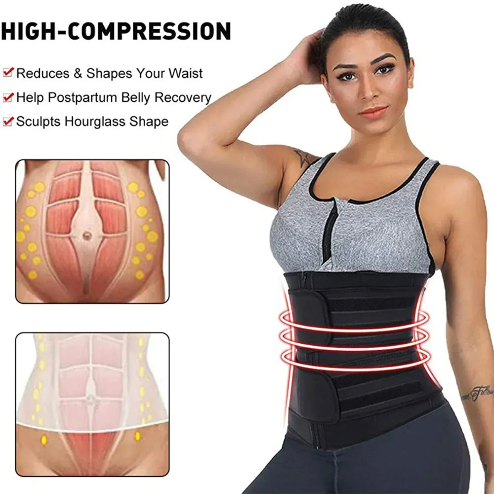 Neoprene waist trainer belt with adjustable compression straps
