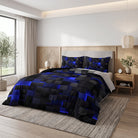 Bedding set with geometric duvet cover and pillowcases - blue
