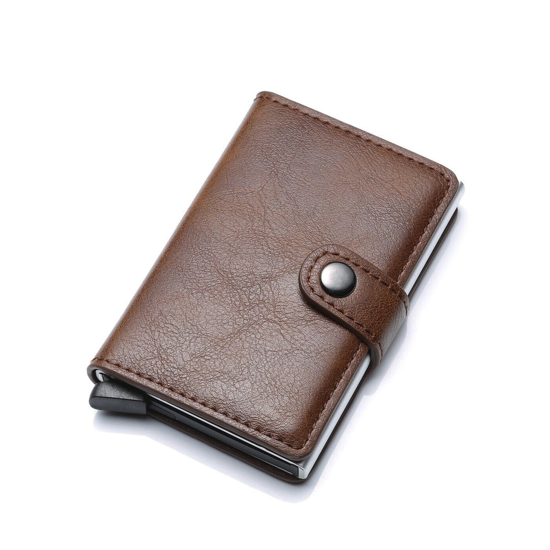 Slim card holder wallet with compact minimalist design - coffee