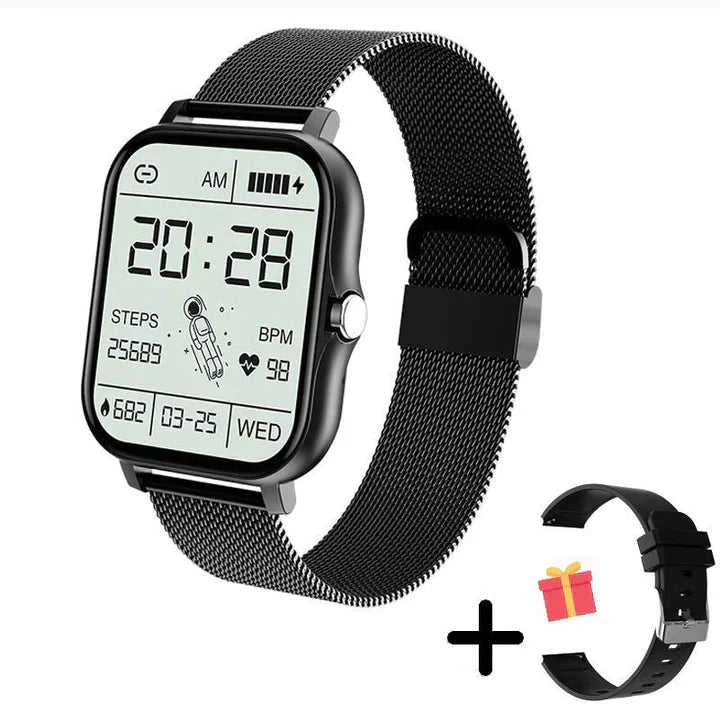 Bluetooth smartwatch with activity, heart rate and sleep tracking - black