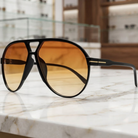 Sunglasses Oversized Square Aviator Unisex Style - black orange gradient