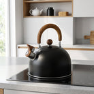 Whistling Kettle with Ergonomic Handle and Induction Base - black