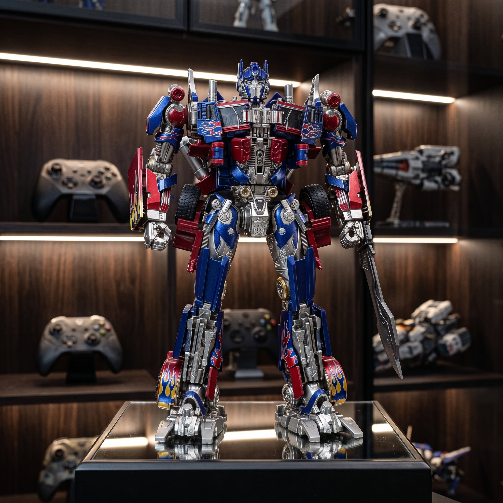 Remote control transforming robot toy figure with accessories - battery x3