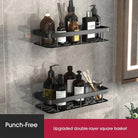 Shower Shelf For Bathroom Corner With Adhesive Fitting - black
