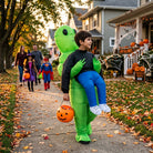 Inflatable costume with water repellent fabric and flexible sizing