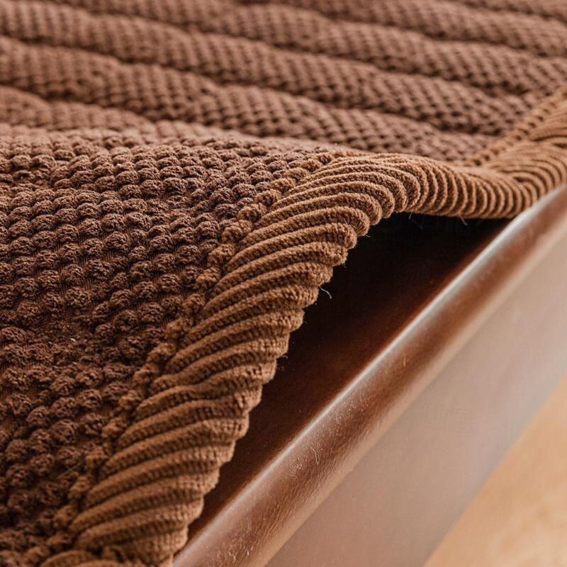 Sofa Protector with Quilted Ribbed Design and Velvet Finish