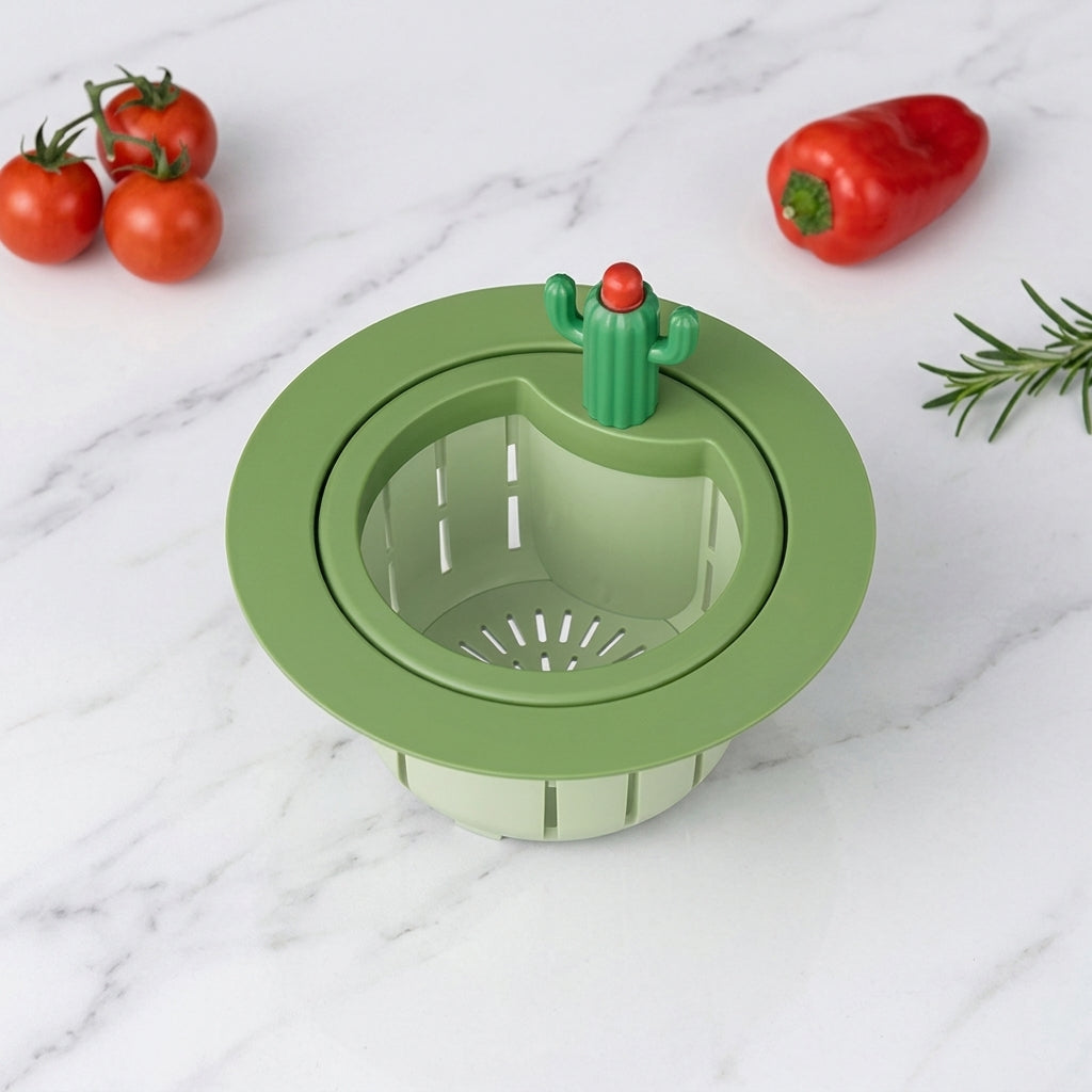 Sink Strainer Cactus Kitchen Drain Waste Filter - green with extension