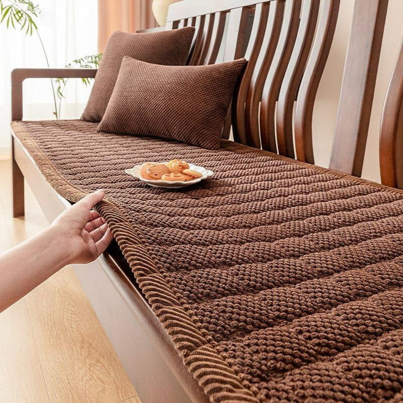 Sofa Protector with Quilted Ribbed Design and Velvet Finish
