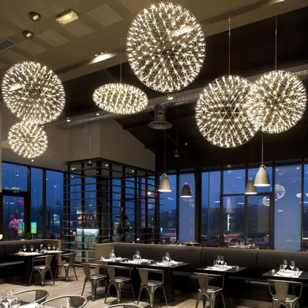Chandelier light with orb pendants