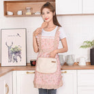 Kitchen Apron With Floral Design and Pocket