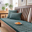 Sofa Protector with Quilted Ribbed Design and Velvet Finish - forest green