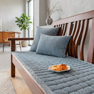 Sofa Protector with Quilted Ribbed Design and Velvet Finish - cloud blue