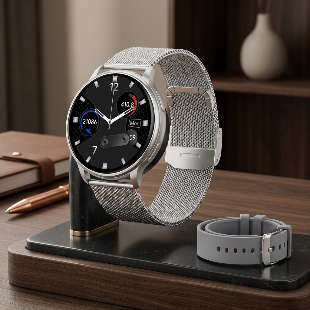 Smartwatch with SOS Calling and Bluetooth Health Monitoring - luxury - silver