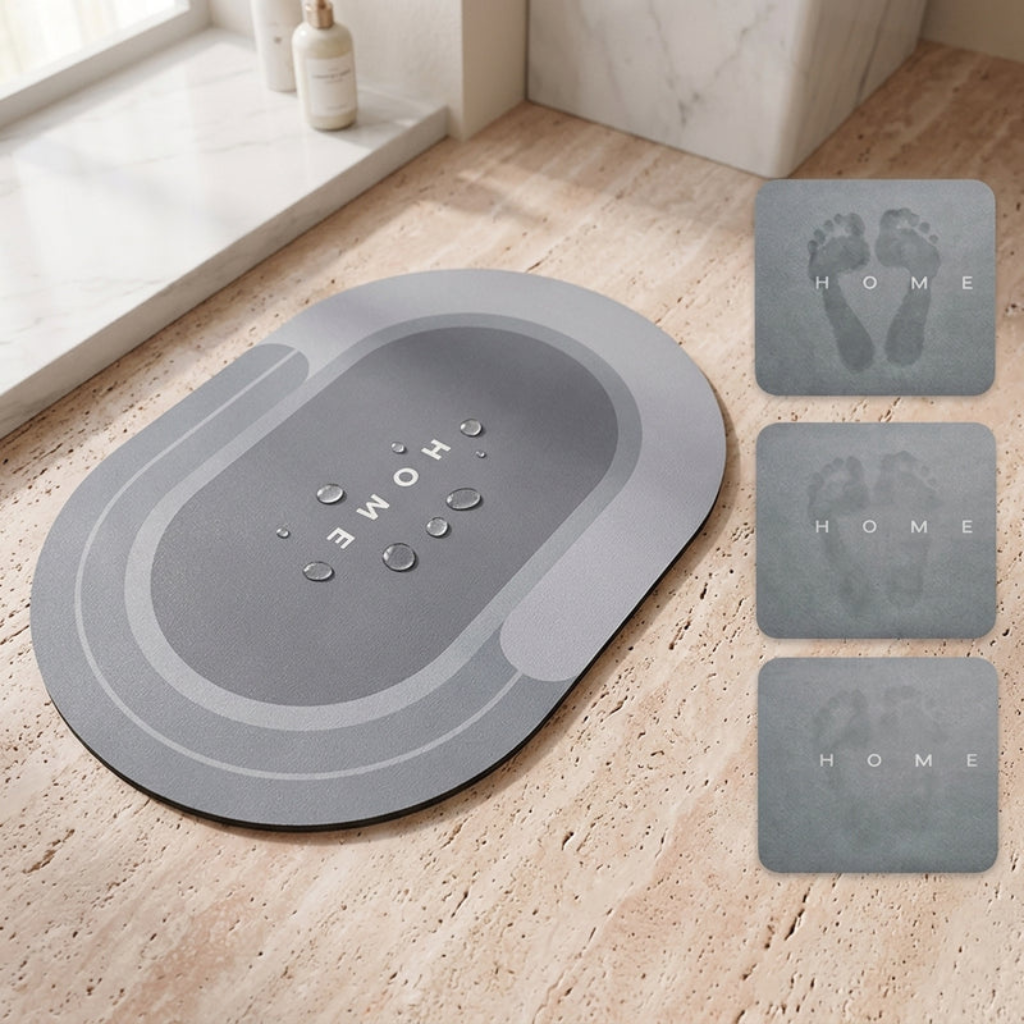 Bathroom Floor Mat with Anti Slip Backing - blue