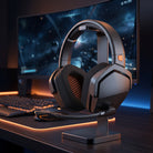 Wireless gaming headset with microphone and noise cancellation - orange