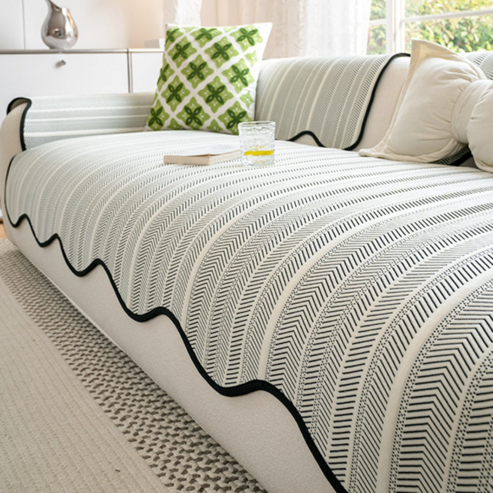 Sofa Seat Cover Geometric Non Slip Summer Design - black border
