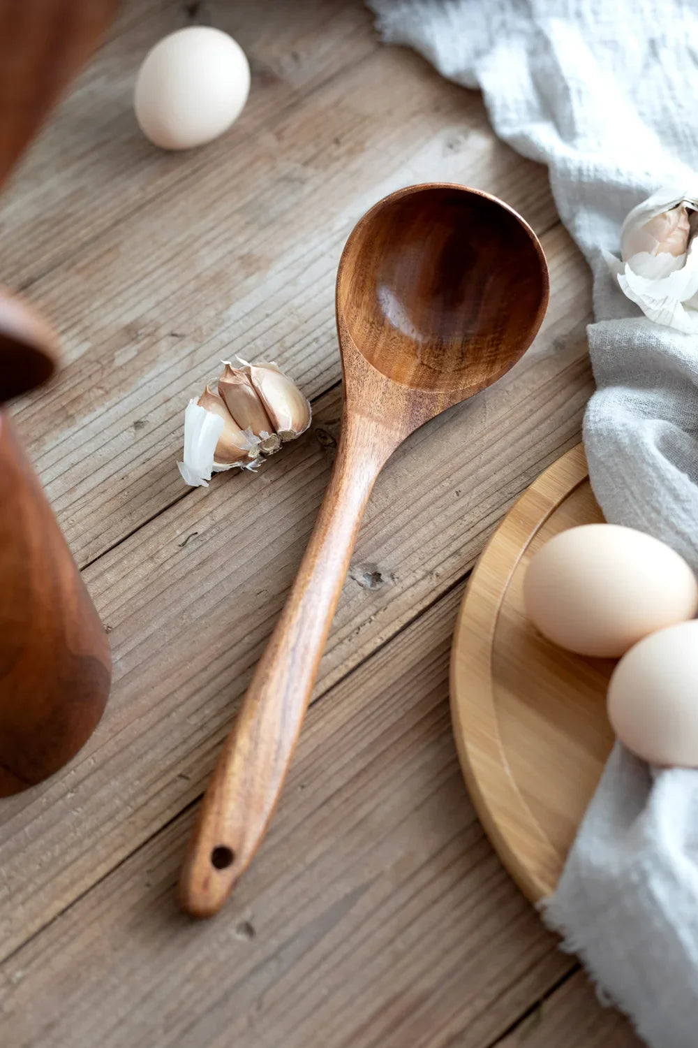 Teak wood kitchen utensil set in 5, 7 or 10 pieces