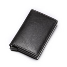 Slim card holder wallet with compact minimalist design - black