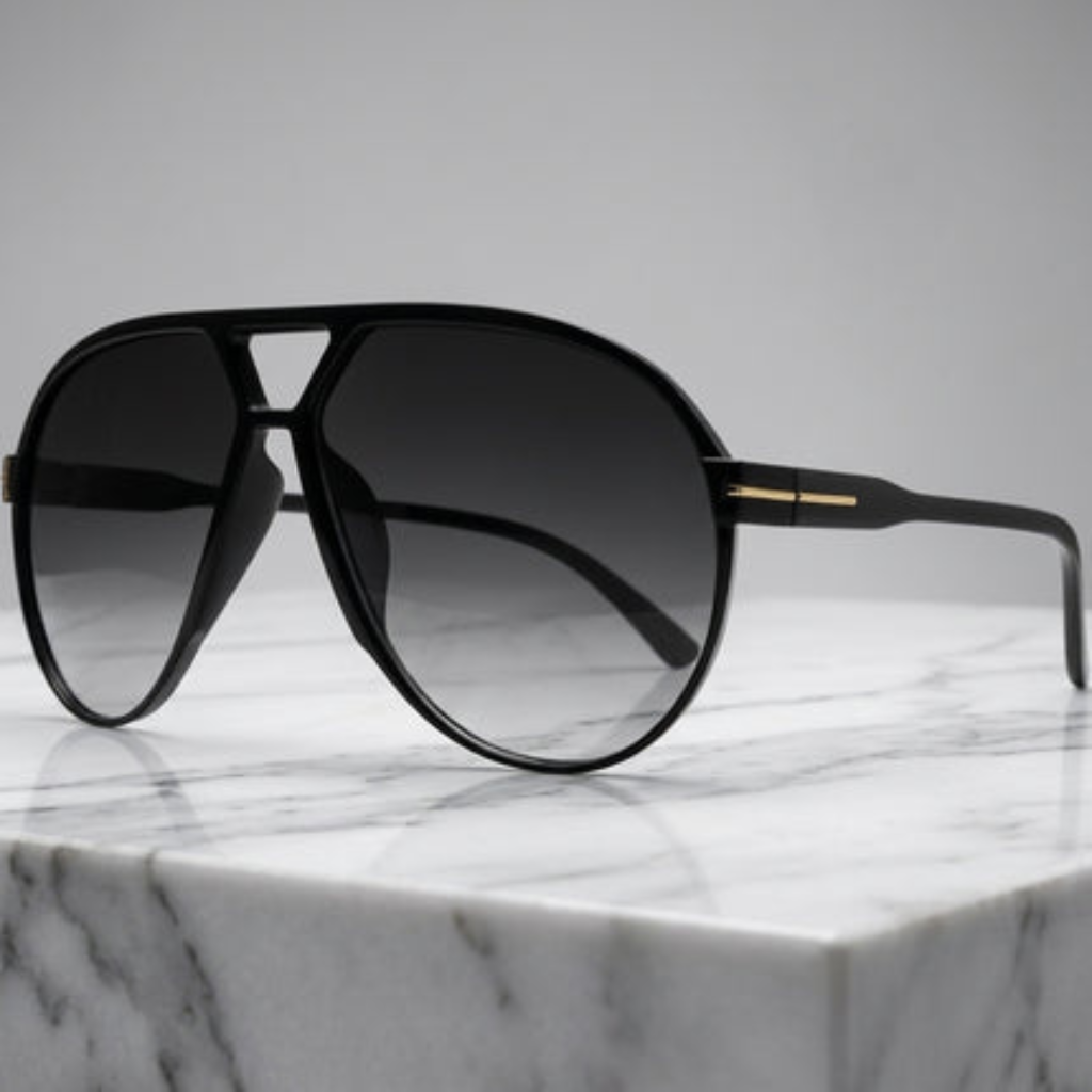 Sunglasses Oversized Square Aviator Unisex Style - black black
