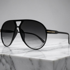 Sunglasses Oversized Square Aviator Unisex Style - black black