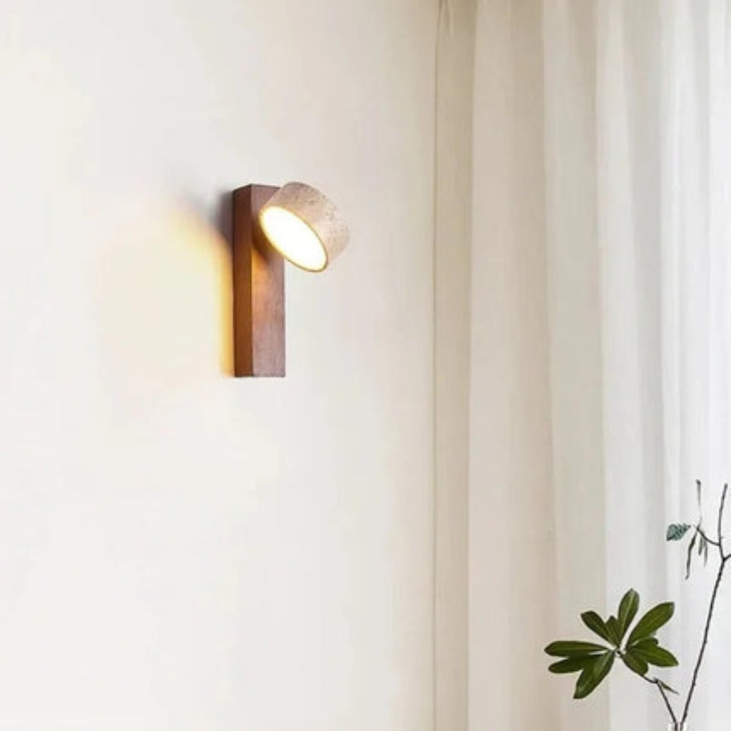 Wall sconce light with rotatable stone shade