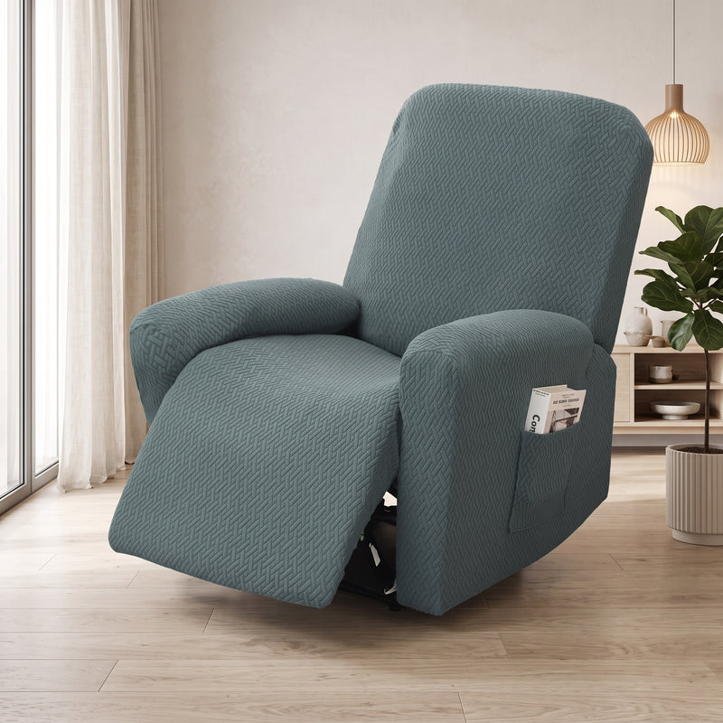 Stretch Armchair Cover With Side Pocket - ocean mist