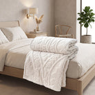 Jacquard Throw Blanket with Woven Pattern - ivory cloud