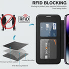 Magnetic leather flip phone case with RFID blocking