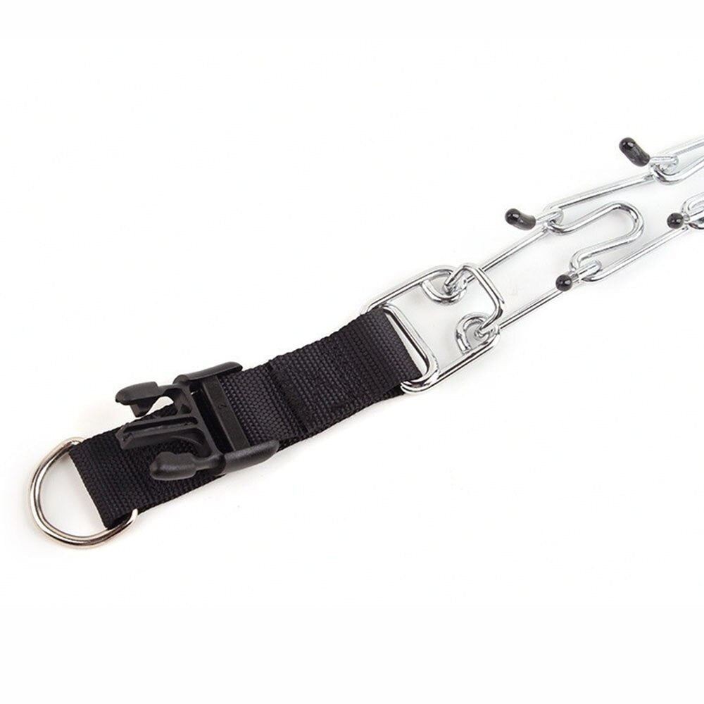 Dog prong collar with nylon cover and D ring