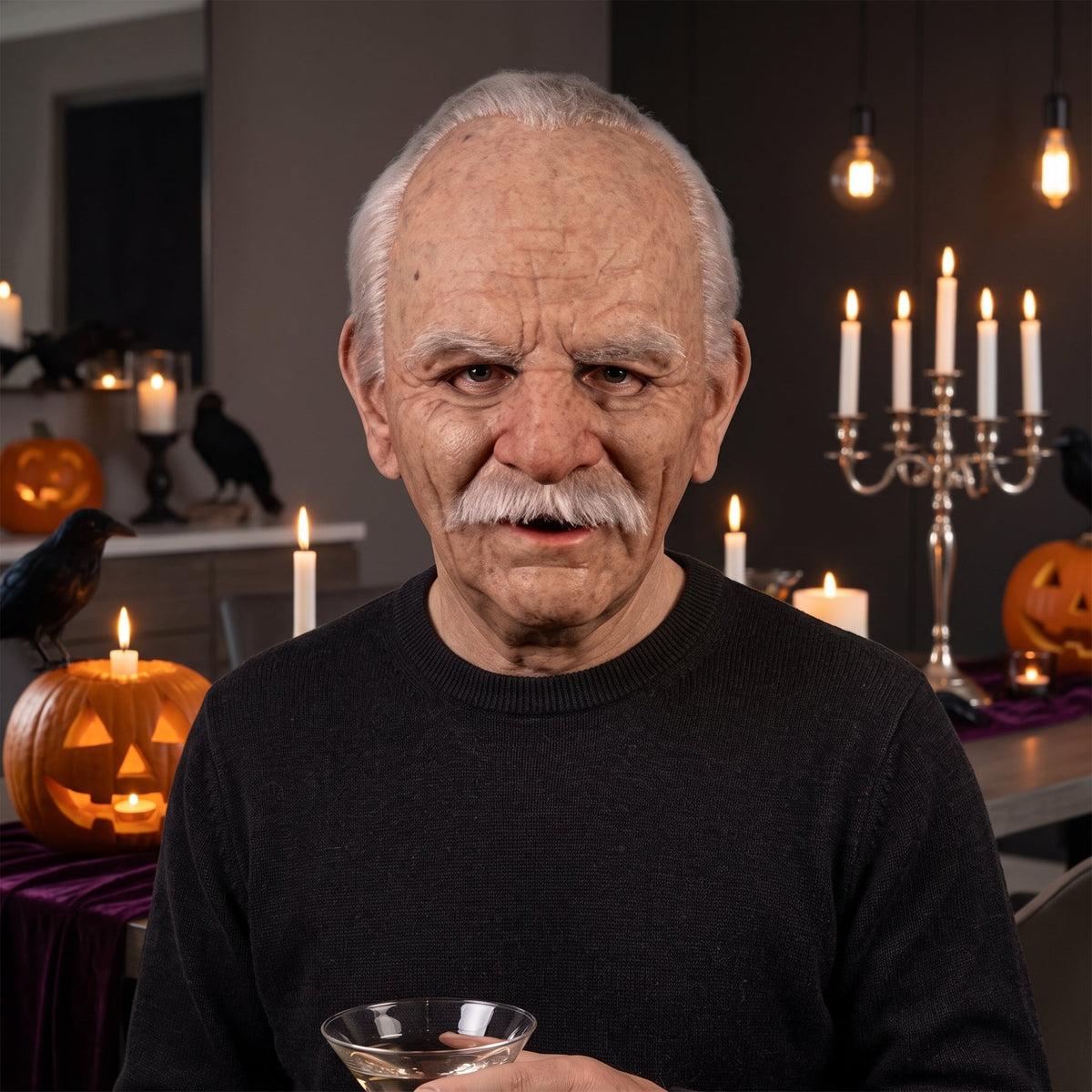 Silicone old person Halloween mask covering full head