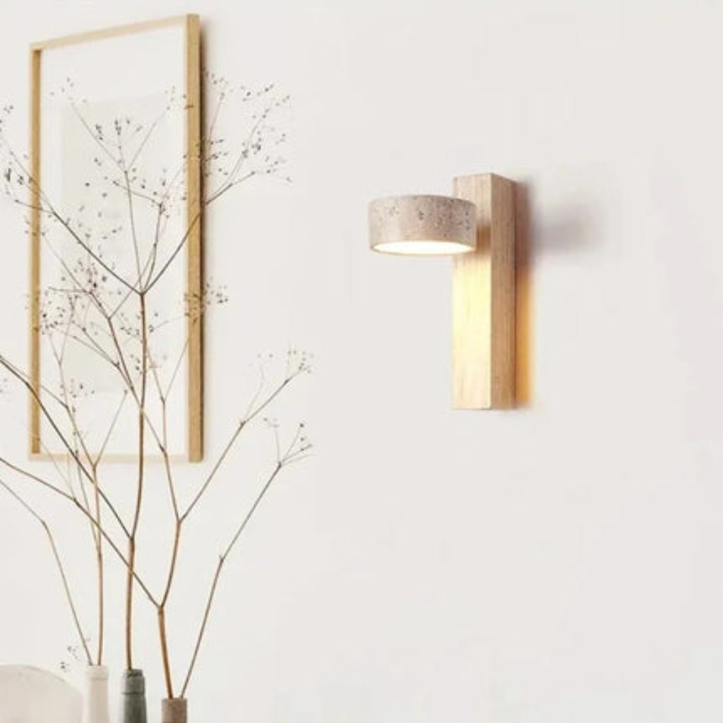Wall sconce light with rotatable stone shade