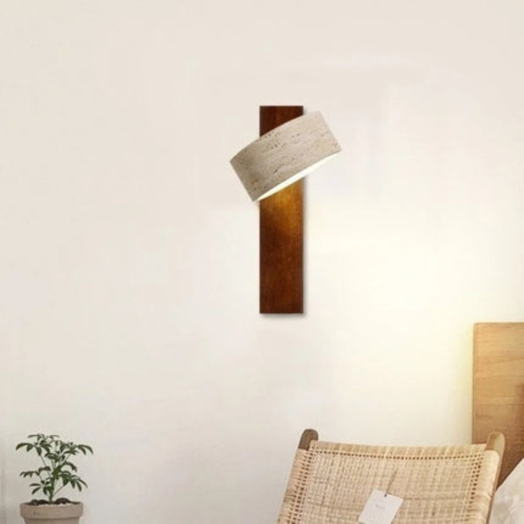 Wall sconce light with rotatable stone shade