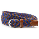 Hole-free elastic belt with metal buckle and woven design - graybrownorchid