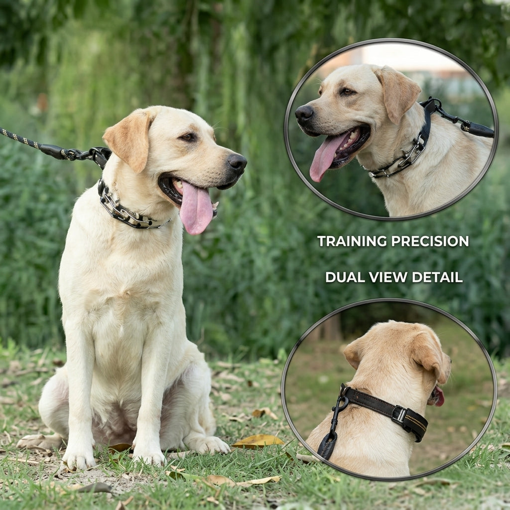Dog prong collar with nylon cover and D ring