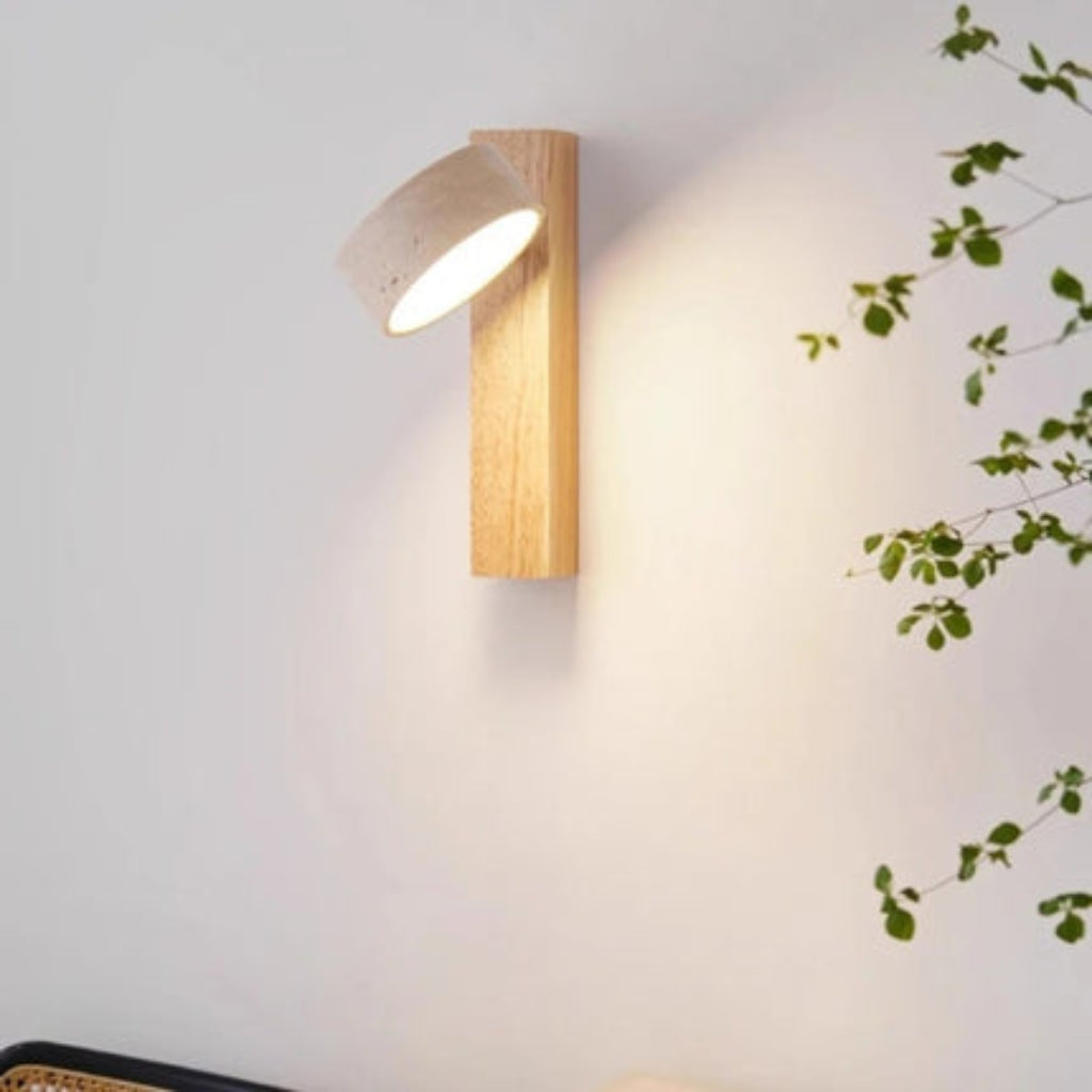 Wall sconce light with rotatable stone shade
