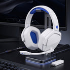 Wireless gaming headset with microphone and noise cancellation - white blue