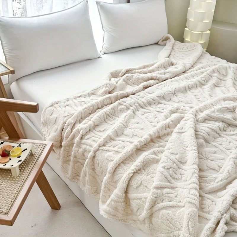 Jacquard Throw Blanket with Woven Pattern