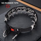 Dog prong collar with nylon cover and D ring