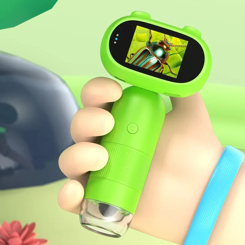 Handheld digital microscope with 1000x magnification and screen